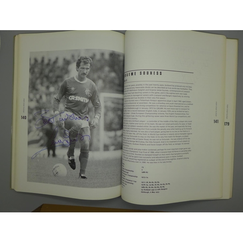 677 - Rangers: a Player by Player book containing approximately 40 signatures from former players and mana... 