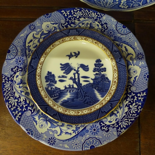 680 - Ringtons blue and white ginger jar, fruit bowl and teapot, four Spode plates and two Booths' Real Ol... 