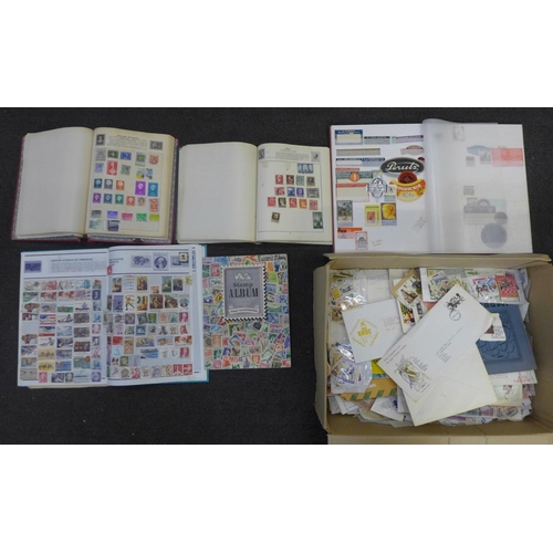 711 - Stamps; a box of stamps, covers, etc., loose and in albums