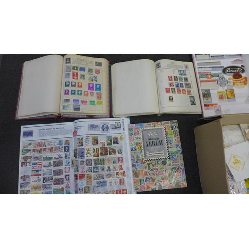 711 - Stamps; a box of stamps, covers, etc., loose and in albums