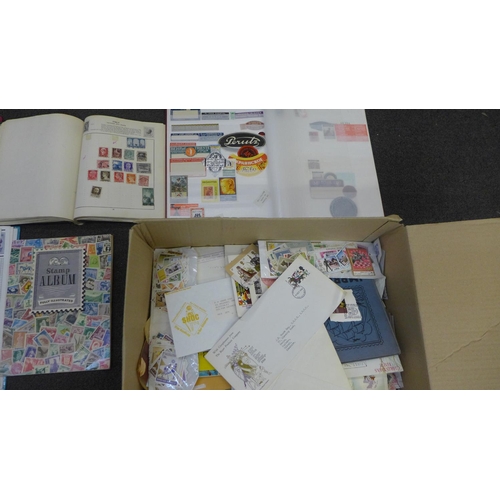 711 - Stamps; a box of stamps, covers, etc., loose and in albums