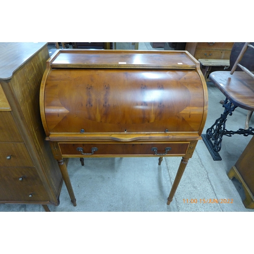 108 - A yew wood cylinder bureau