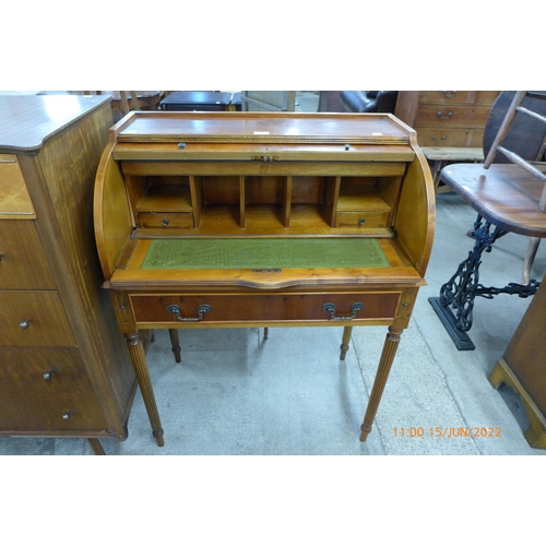 108 - A yew wood cylinder bureau