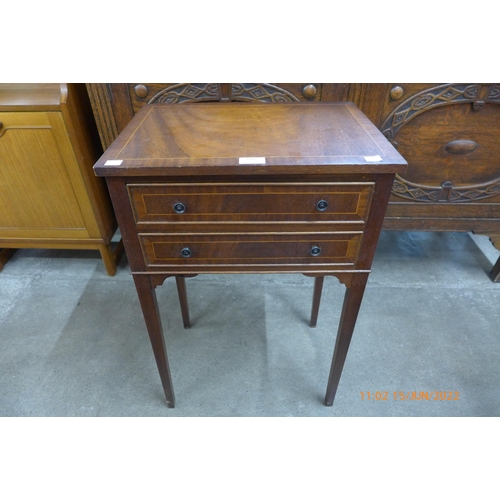 114 - An inlaid mahogany two drawer side table