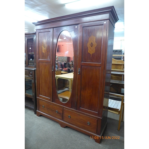 119 - An Edward VII inlaid mahogany wardrobe