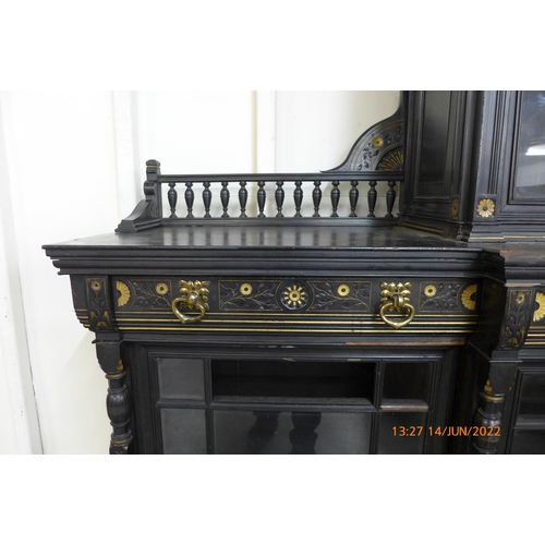 161 - A Victorian Aesthetic Movement ebonised and parcel gilt library bookcase