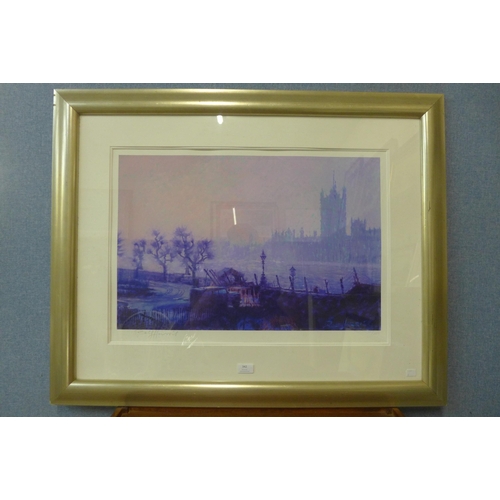 342 - A signed Rolf Harris limited edition print, Houses of Parliament, framed