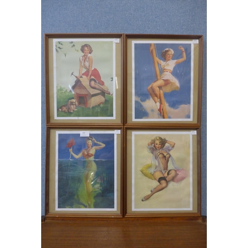 345 - A set of four Gil Elvgren prints, framed