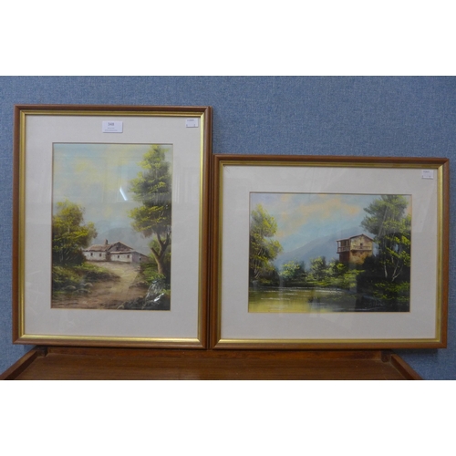 348 - Two continental  landscapes, oils, framed