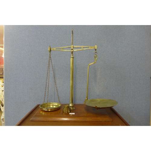 358 - A set of Victorian W&T Avery Ltd. brass scales and weights