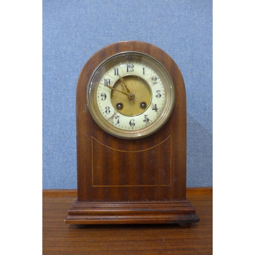 383 - An early 20th Century inlaid mahogany mantel clock