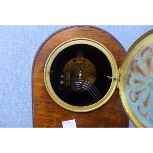 383 - An early 20th Century inlaid mahogany mantel clock