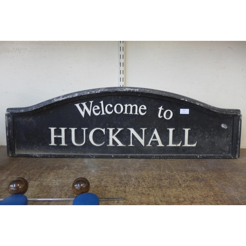 391 - A cast steel Welcome to Hucknall sign