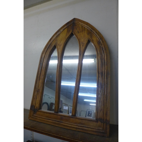 400 - A softwood cathedral style mirror