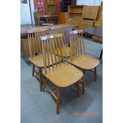 96 - A set of four beech kitchen chairs