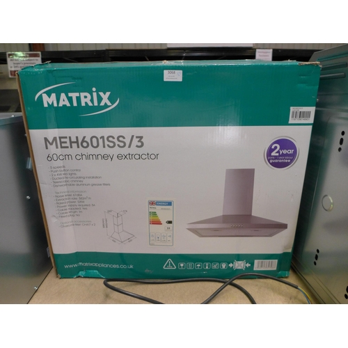 3068 - Matrix H Chimney Cooker Hood Model: MEH601SS/3 686xW600xD490  Original RRP £76.67 inc VAT * This lot... 