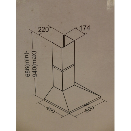 3068 - Matrix H Chimney Cooker Hood Model: MEH601SS/3 686xW600xD490  Original RRP £76.67 inc VAT * This lot... 