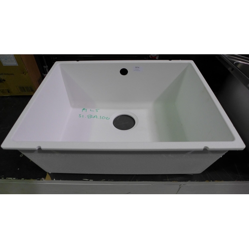 3074 - Samos 1.0 Bowl White Composite U/mount Sink 370x500  Original RRP£332.50 inc VAT * This lot is subje... 