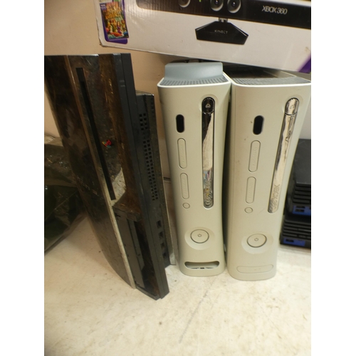 2163c - 60GB Playstation 3 Phat 035 (PS3), two Playstation 2 consoles, two XBox 360 consoles sold with qty. ... 