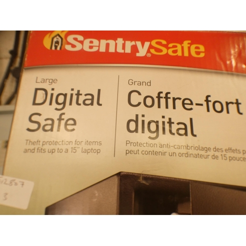 2164 - Sentry large digital safe with code & key - unused, boxed - W