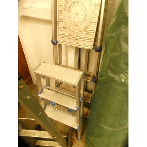 2236 - Folding sack trolley and a 5-step aluminium stepladder