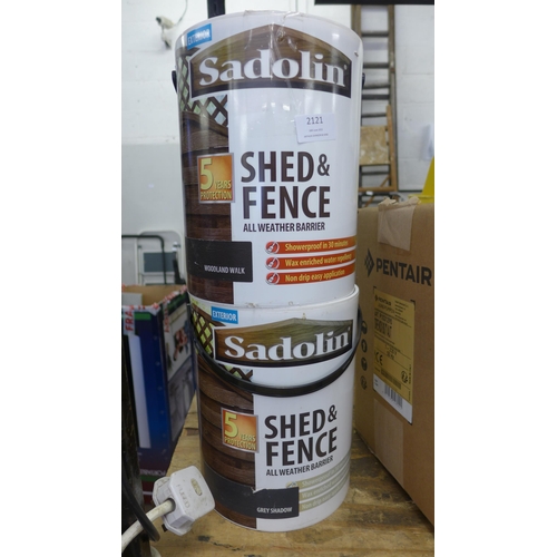 2121 - Approx 11 tubes of window and door frame flex sealant, Sureseal and 10 litres of unopened shed and f... 