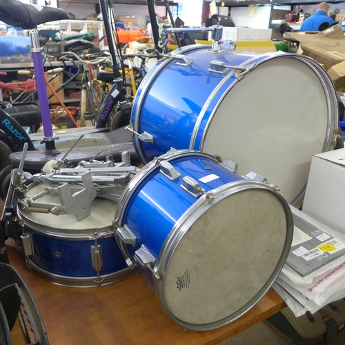 2145 - 3 Vintage 1960's Remo blue drums and cymbals