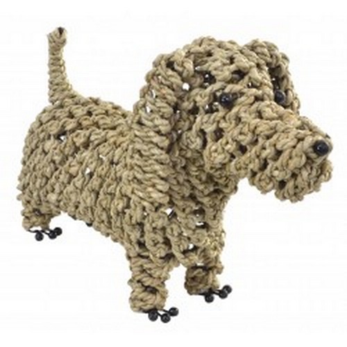 1444 - A standing hand made seagrass sausage dog, H 27cms (ACC09523)   #