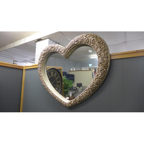 1440 - A Rosa heart shape Champagne mirror, W 110cm (PMRHEARTNEW89)   #