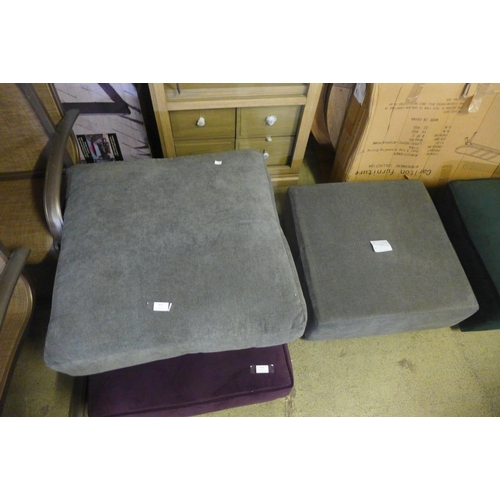 1617 - A metallic grey velvet non-fixed cushion top footstool