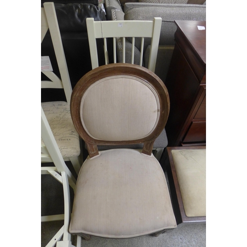 1629 - A lot of misc chairs, four crossback dining chairs, one wooden and upholstered, one straight back an... 