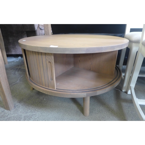 1630 - A Tambour Holcot grey oiled oak coffee table - damaged, split top