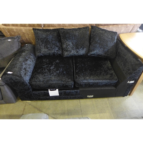 1632 - A Starlet black crushed velvet corner sofa end