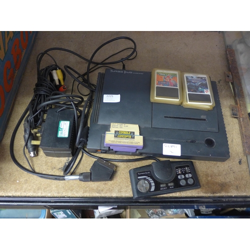 2225 - Retro NEC Turbo Duo collectable/scarce PC engine/gaming console with leads, controllers scrat conver... 