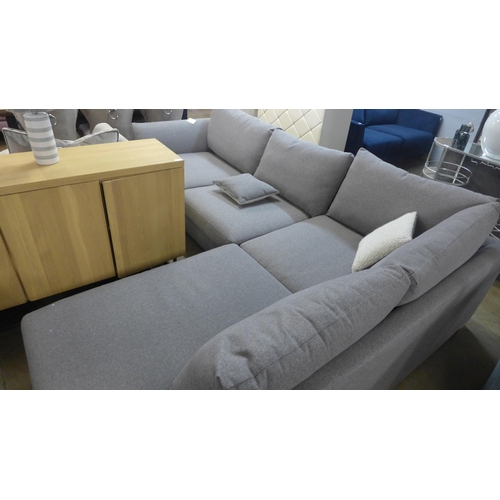 1395 - A stone grey flecked upholstered RHF corner sofa