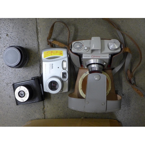 1162 - A box of cameras and camera equipment including zooms and lenses **PLEASE NOTE THIS LOT IS NOT ELIGI... 