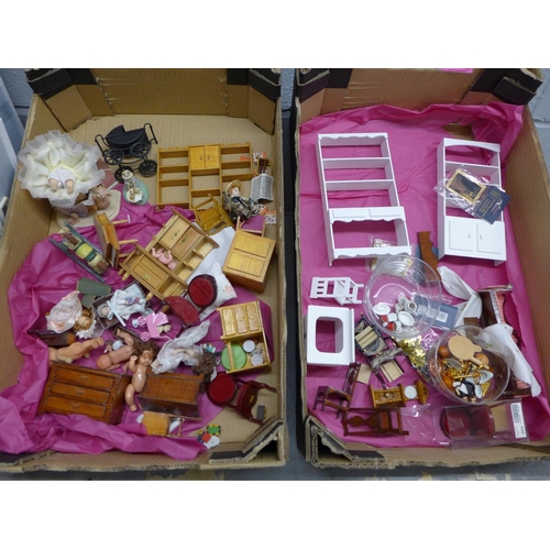 1164 - A dolls house and a quantity of furniture and accessories **PLEASE NOTE THIS LOT IS NOT ELIGIBLE FOR... 