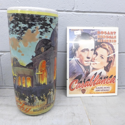 1181 - A Casablanca poster and a French style stick stand **PLEASE NOTE THIS LOT IS NOT ELIGIBLE FOR POSTIN... 