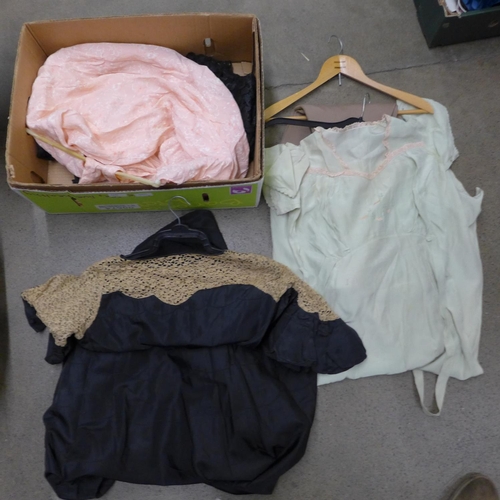 1197 - A collection of lady's vintage clothing, a riding crop and a pair of jodhpurs **PLEASE NOTE THIS LOT... 