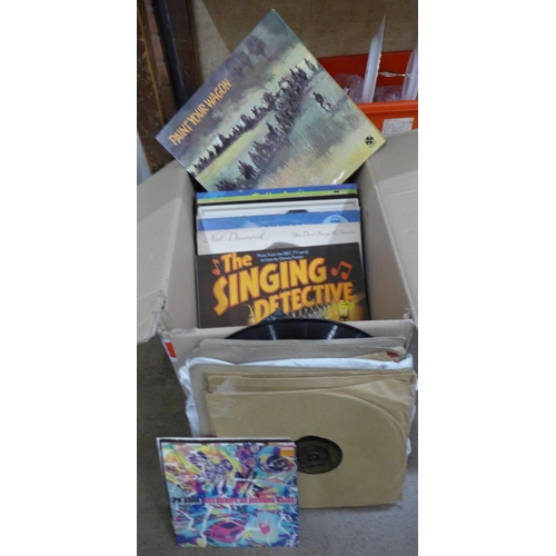 1211 - A box of LP records and 78rpm records including Elvis Presley, easy listening and soundtracks **PLEA... 