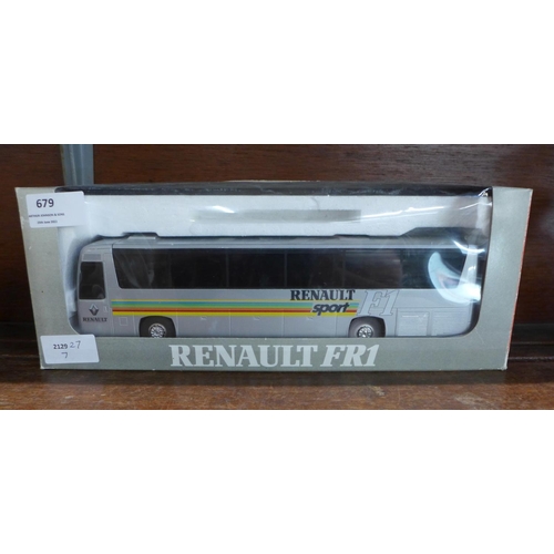 679 - A Renault FR1 model coach, Sport F1, 1/43 scale, boxed