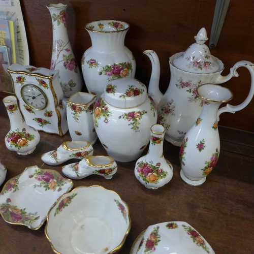 706 - A collection of Royal Albert Old Country Roses china, vases, lidded pots, trinkets, etc., a Royal Al... 