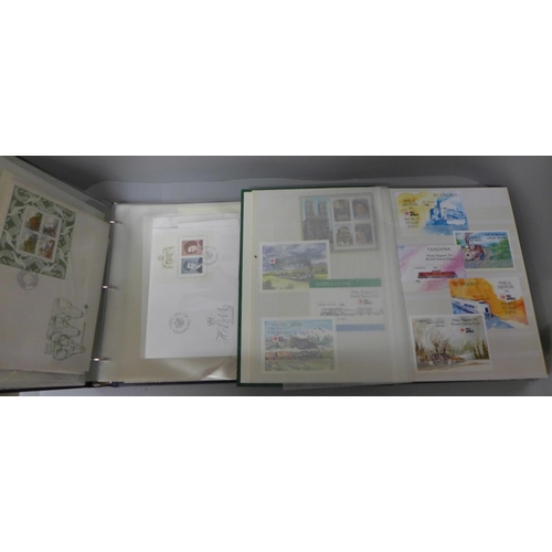 726 - Stamps; miniature sheets in 48 page stockbook and on cover in album