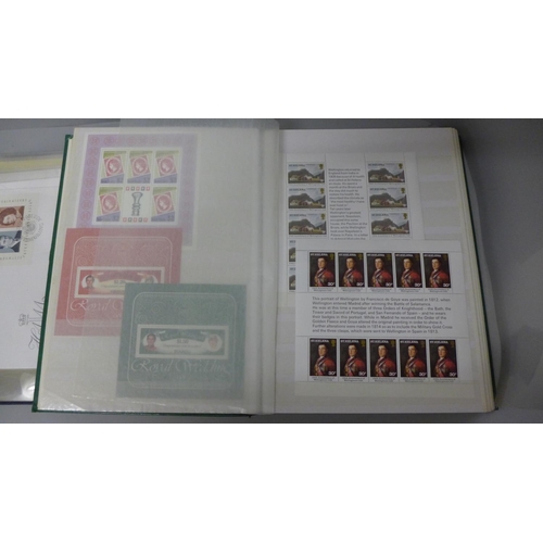 726 - Stamps; miniature sheets in 48 page stockbook and on cover in album