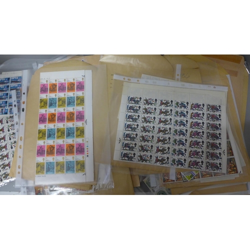 742 - Stamps; GB mint pre-decimal in blocks and part sheets