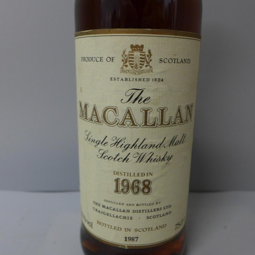 832 - One bottle of whisky; The Macallan, Single Highland Malt Scotch, Distilled in 1968, Bottled in Scotl... 