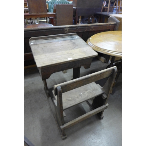 252 - A vintage oak school desk