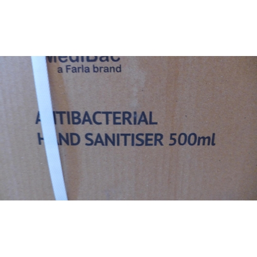 3090 - 3 Boxes (of 24) Medi-Bac Antibacterial 500ml bottles of hand sanitiser (expiry March 2022)