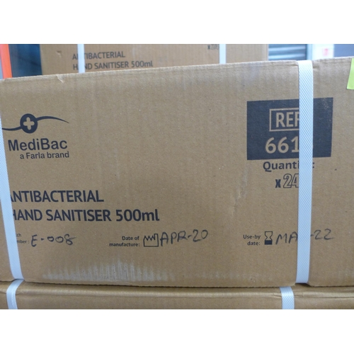 3094 - 2 Boxes (of 24) Medi-bac Antibacterial 500ml bottles of hand sanitizer (Expiry March 2022)