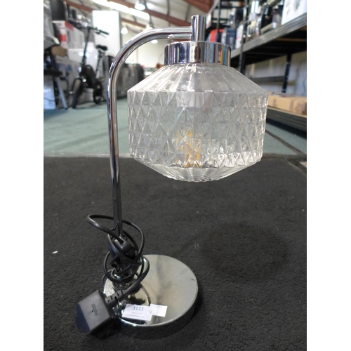 3111 - Chrome with glass shade table lamp